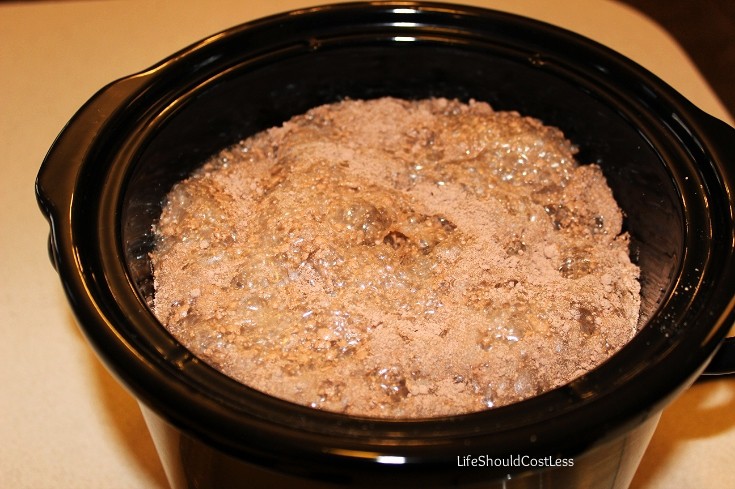 Less than five minutes of prep and two hours to cook stand between you and this HEAVENLY dessert. See post for free printable recipe card. {lifeshouldcostless.com}
