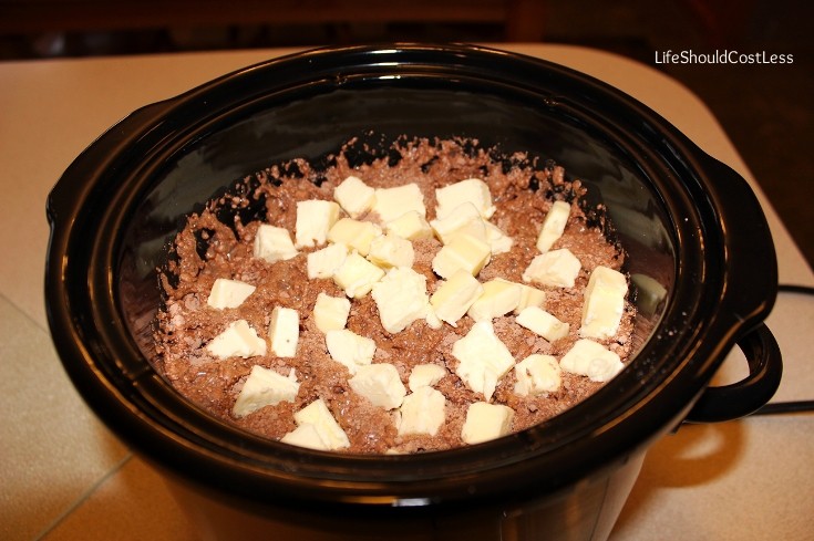 Less than five minutes of prep and two hours to cook stand between you and this HEAVENLY dessert. See post for free printable recipe card. {lifeshouldcostless.com}