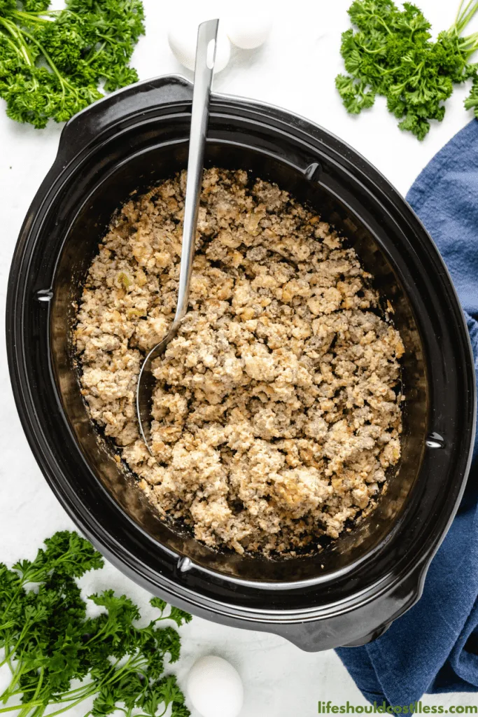 Crockpot stuffing recipe. Most One of the most popular Holiday recipes on the whole site. lifeshouldcostless.com