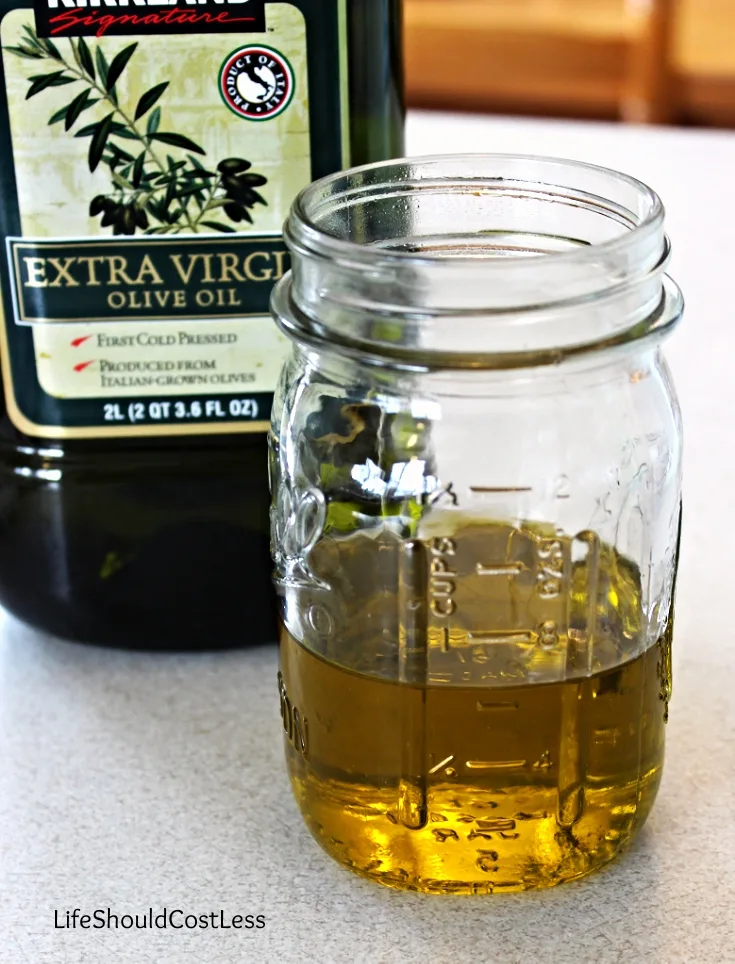 Making the dressing for pasta salad from scratch.