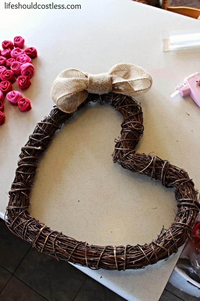DIY Burlap Heart Wreath - Life Should Cost Less