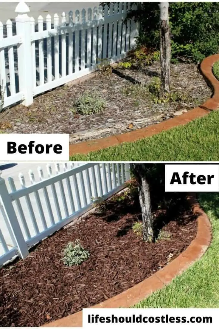 before and after dark mulch refresh