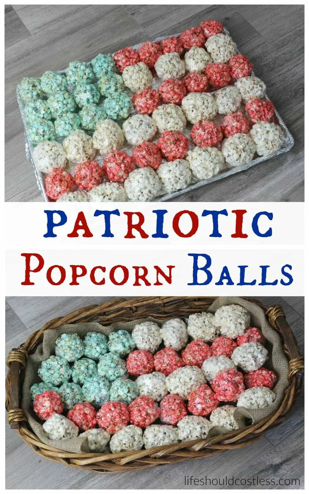American Flag Patriotic Popcorn Balls #IndependenceDay #MemorialDay #LaborDay {lifeshouldcostless.com}