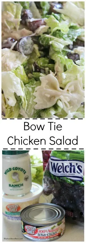 Bow Tie Chicken Salad. It's so tasty, it will be your new favorite in no time! #wildcoyoteranch {lifeshouldcostless.com}