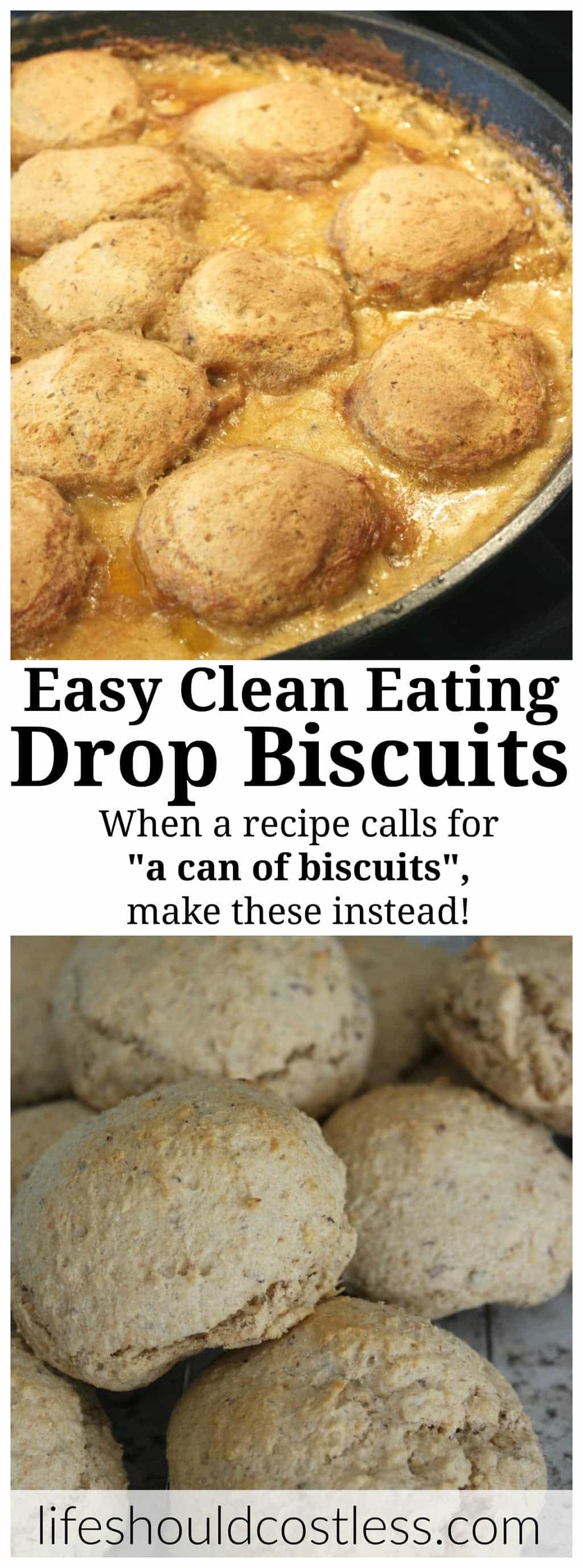 Easy Clean Eating Drop Biscuits. When a recipe calls for "a can of biscuits", make these instead. Just a few minutes of prep and you'll have fresh, delicious drop biscuits in no time! #realfood #eatclean {lifeshouldcostless.com}