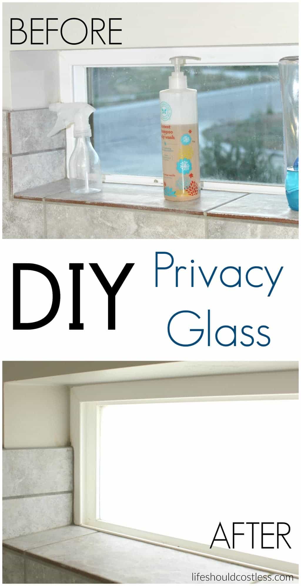 DIY Privacy Glass. It takes less than an hour and can easily be removed. {lifeshouldcostless.com}
