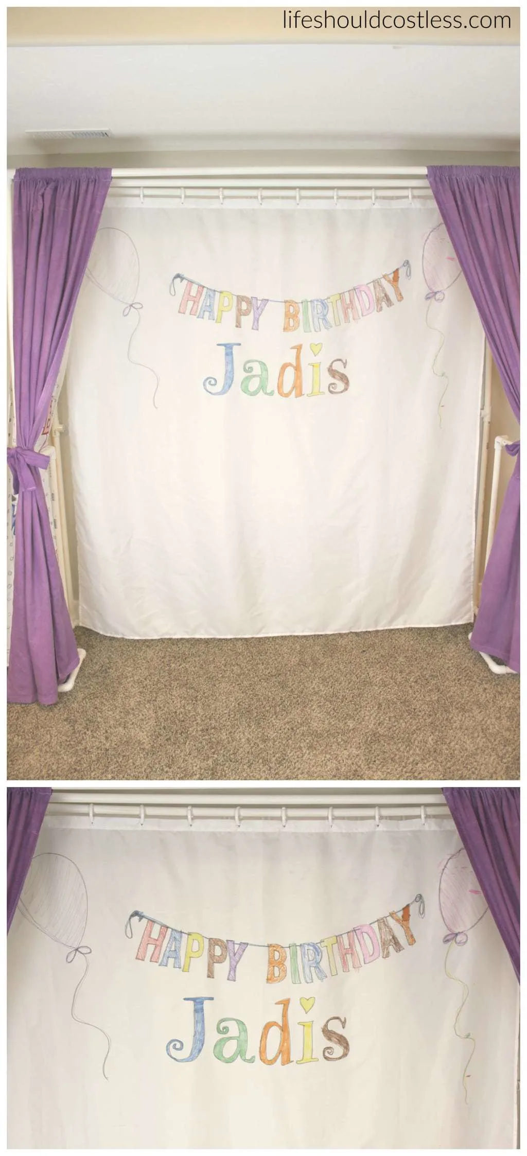 Multi-Use PVC Theater with washable and glow-in-the-dark backdrop options. The "thneed" of PVC theaters! It is so veratile that you can do almost anything. Best PVC project for kids. Used as a washable Birthday banner.