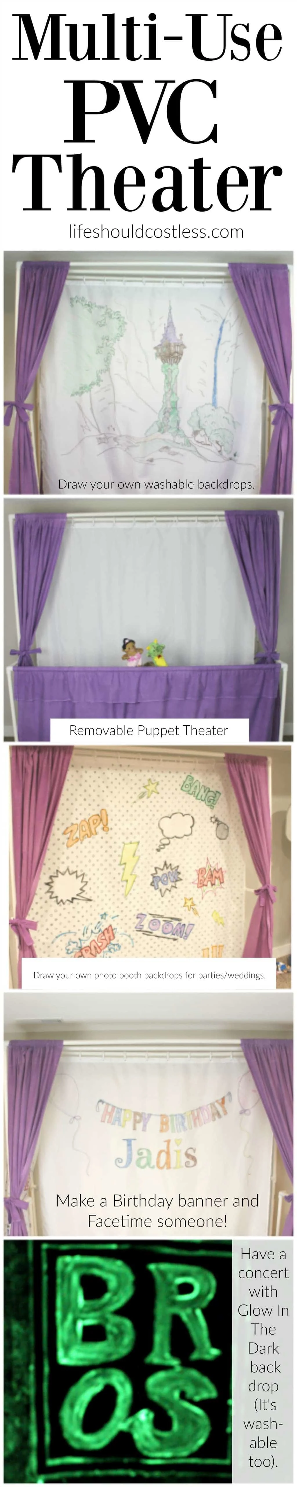 Multi-Use PVC Theater with washable and glow-in-the-dark backdrop options.