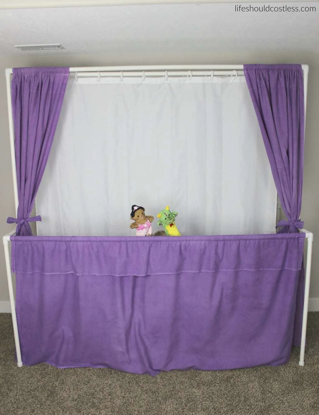 Multi-Use PVC Theater with washable and glow-in-the-dark backdrop options. The "thneed" of PVC theaters! It is so veratile that you can do almost anything. Best PVC project for kids. Puppet show option.