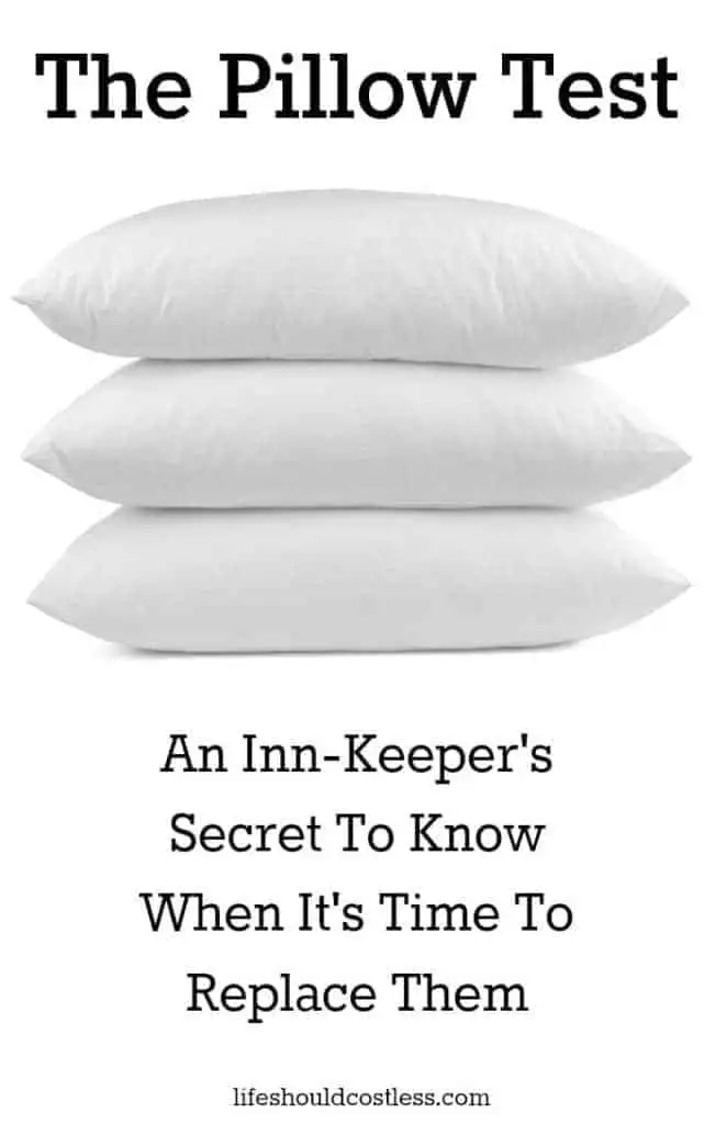 The Pillow Test. An Inn-Keeper's Secret To Know When It's Time To Replace Them. More popular household and cleaning tips found on lifeshouldcostless.com.