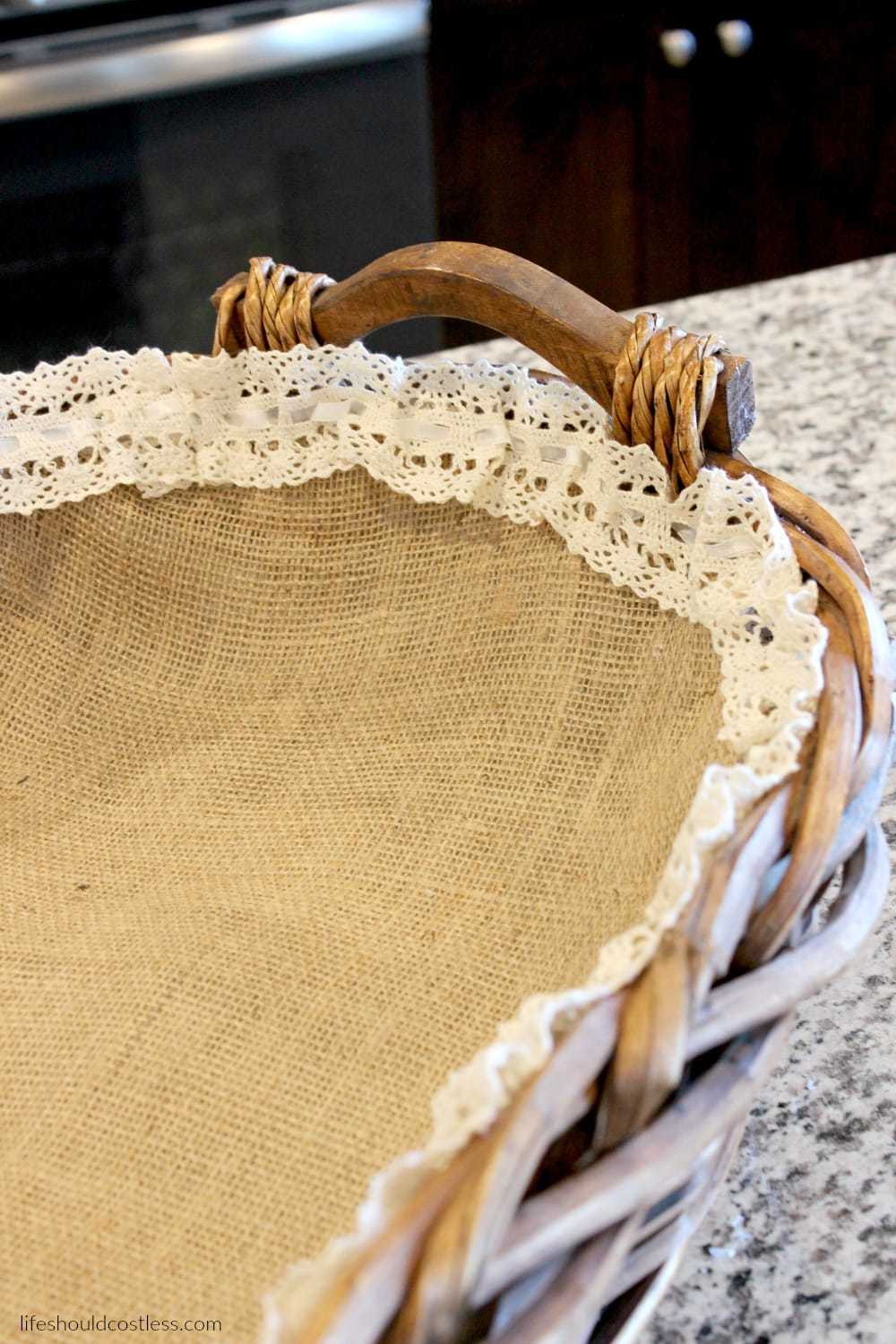 Easy DIY Burlap & Lace Fruit Basket Life Should Cost Less