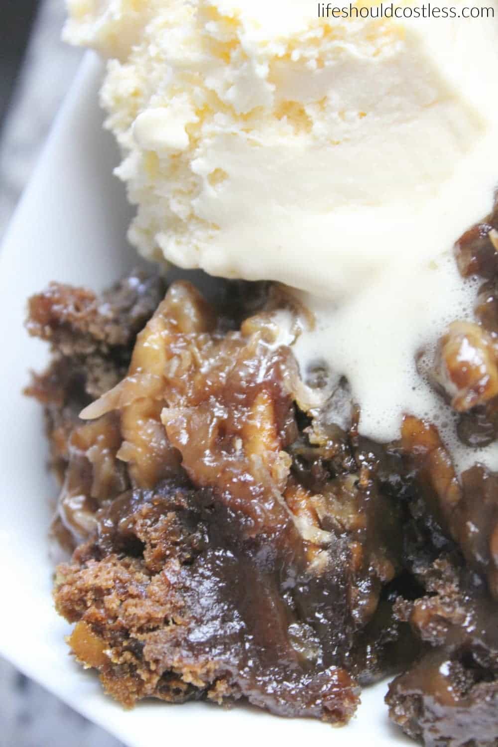 Slow Cooker German Chocolate Dump Cake - Life Should Cost Less