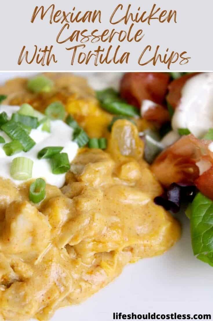 Easy mexican chicken taco casserole with tortilla chips recipe. Often referred to as Chicken Taco Pie. lifeshouldcostless.com