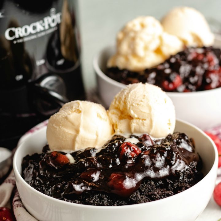 Slow Cooker Chocolate Cherry Dr Pepper Dump Cake recipe with directions for making it in the dutch oven too. lifeshouldcostless.com