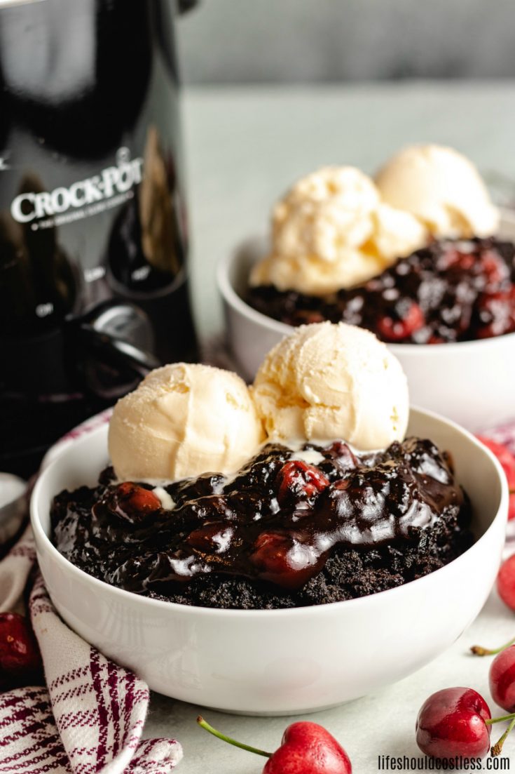 Slow Cooker Chocolate Cherry Dr Pepper Dump Cake recipe with directions for making it in the dutch oven too. lifeshouldcostless.com