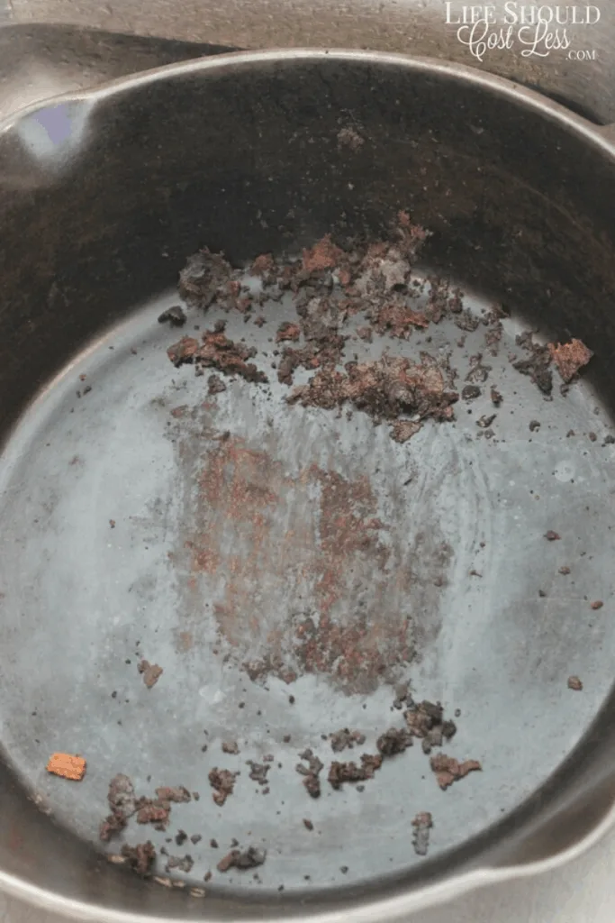 Easiest way to clean off food stuck on cast iron. 