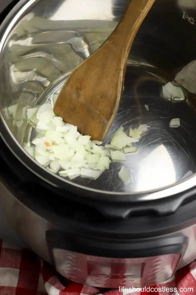 1 Ham & Potato Soup Directions Sauteing the onion.