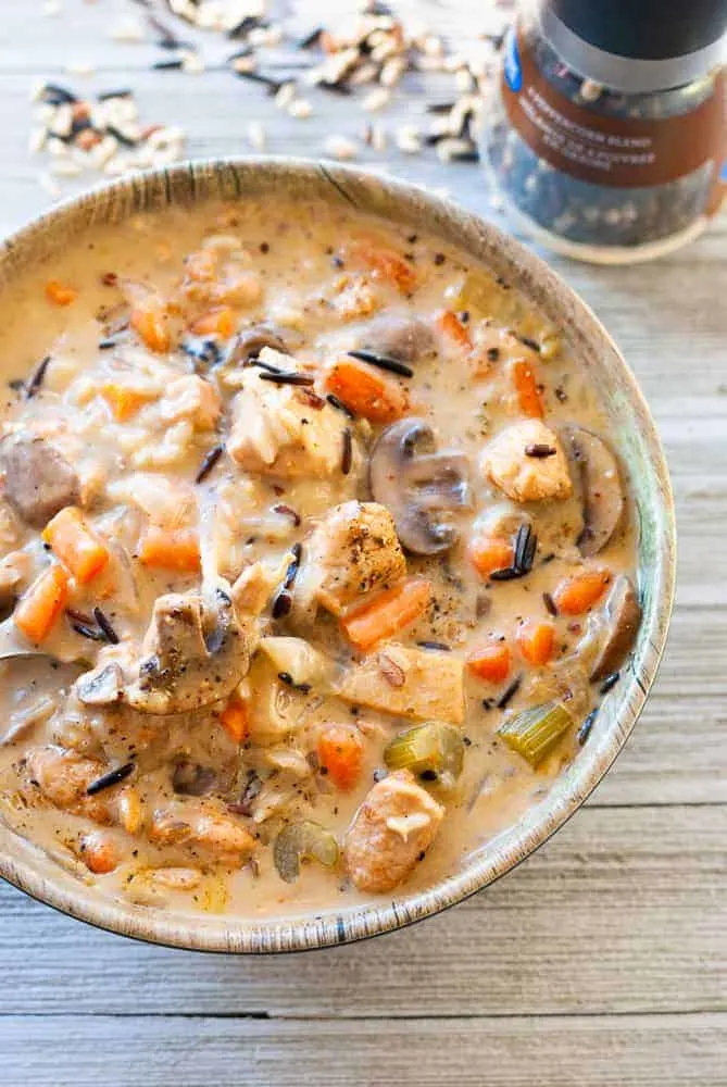 Instant Pot pressure cooker chicken and wild rice soup recipe
