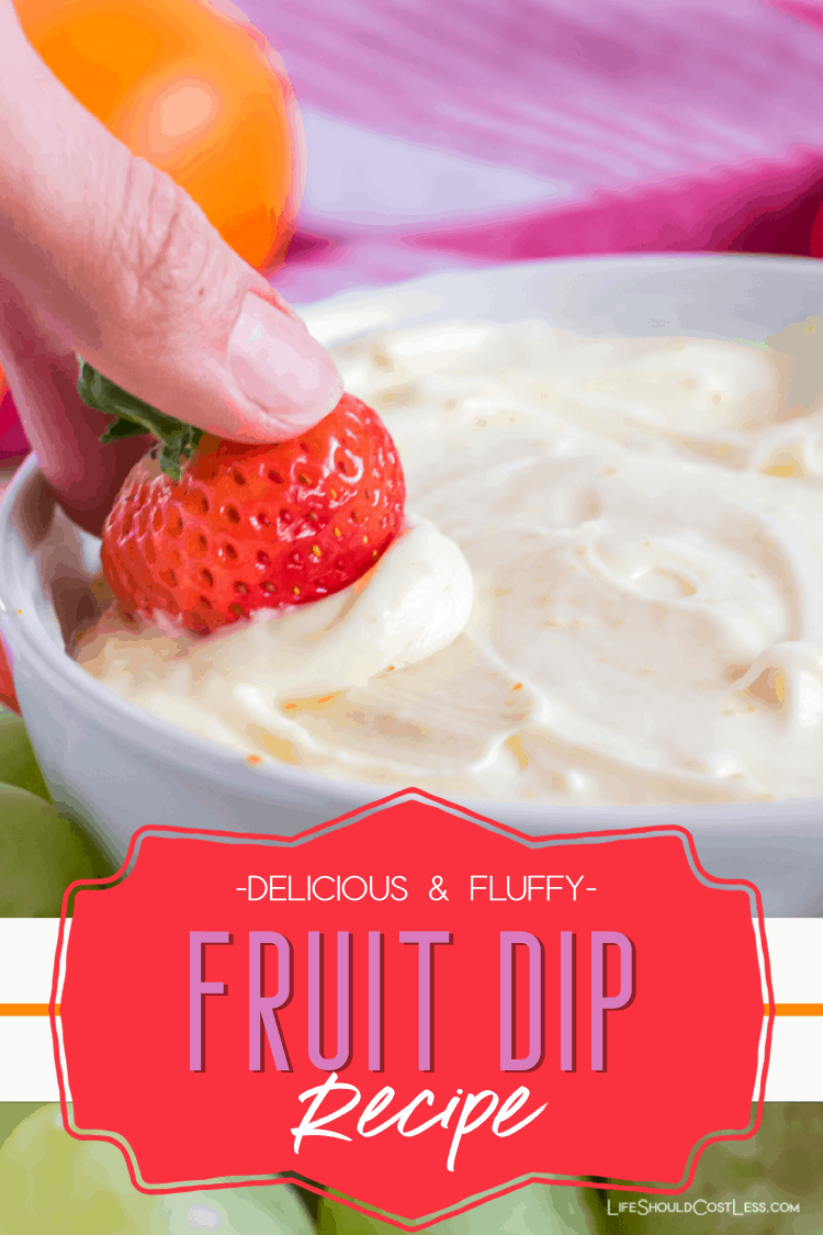 Learn how to make easy fruit dip. Three simple ingredients stand between you & this delicious fruit dip recipe made with cream cheese and marshmallow creme. lifeshouldcostless.com