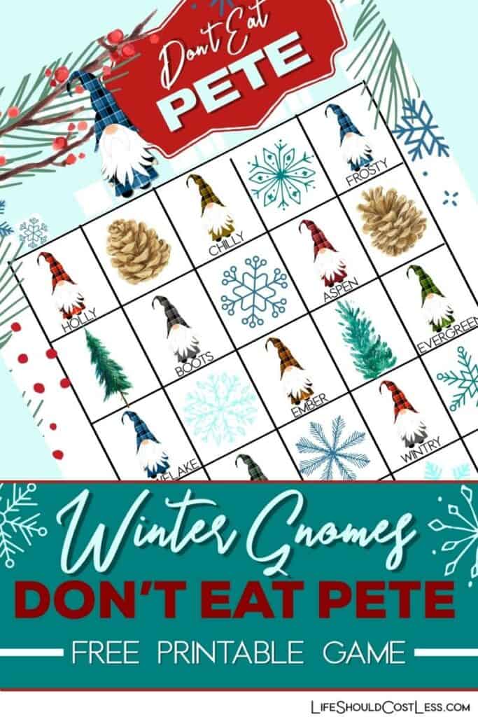 how to play winter/christmas game don't eat pete gnomes style with free printable game board