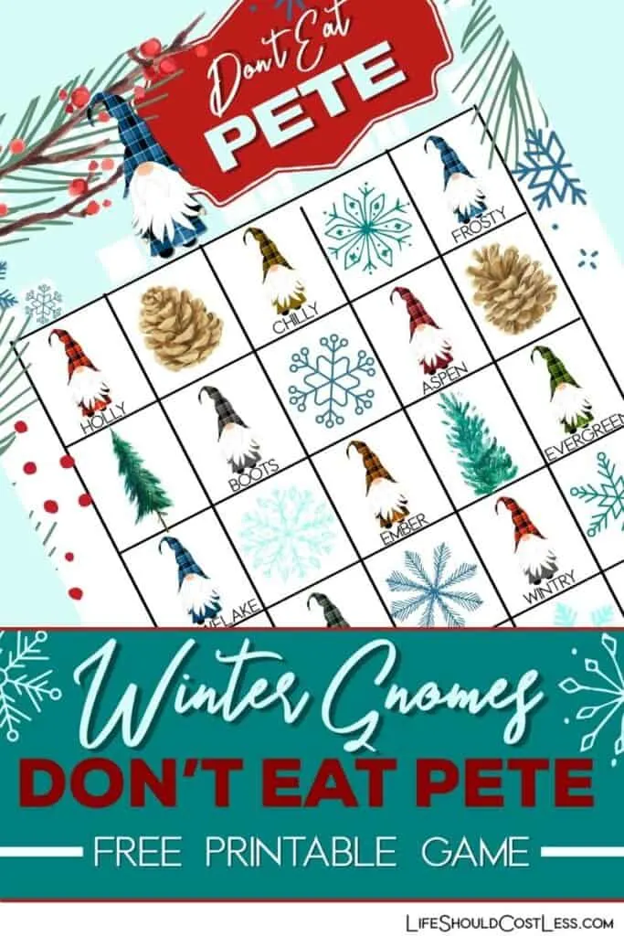 how to play winter/christmas game don't eat pete gnomes style with free printable game board