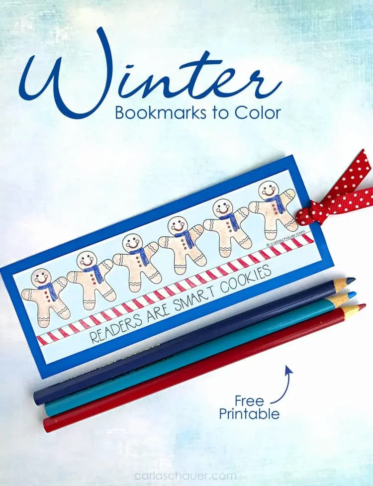 Fun winter art projects, free printable winter bookmark craft. l