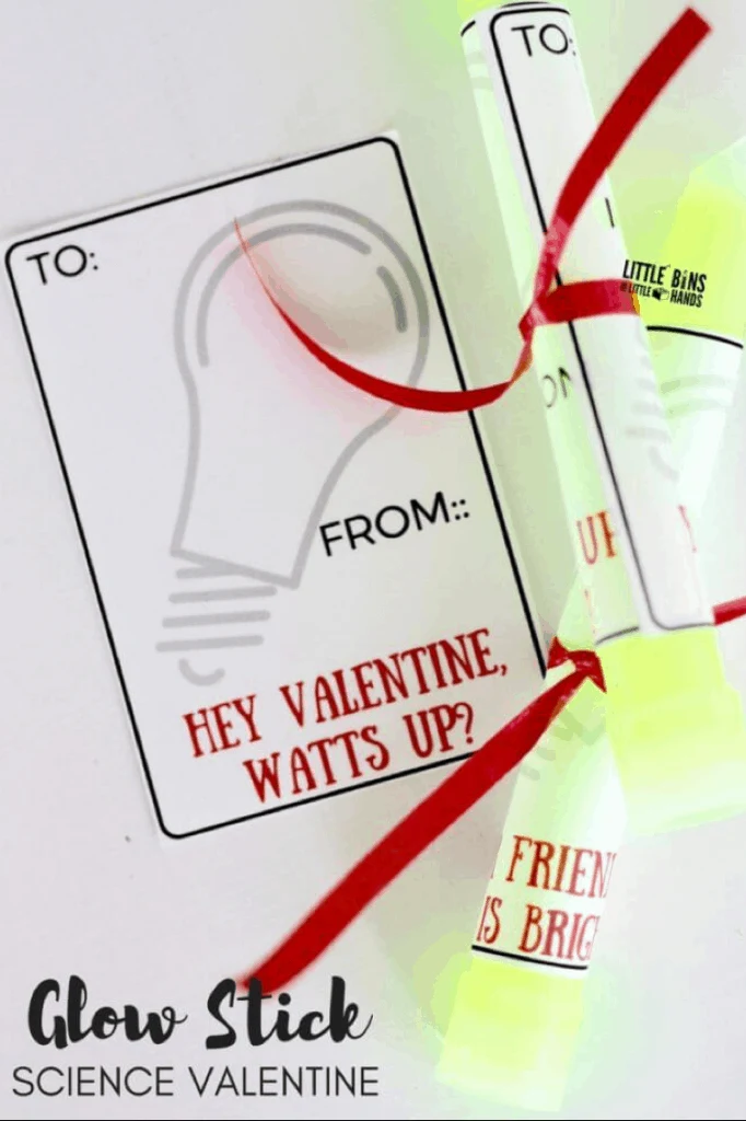 Glow Stick Free Valentines Day Printable Card lifeshouldcostless.com