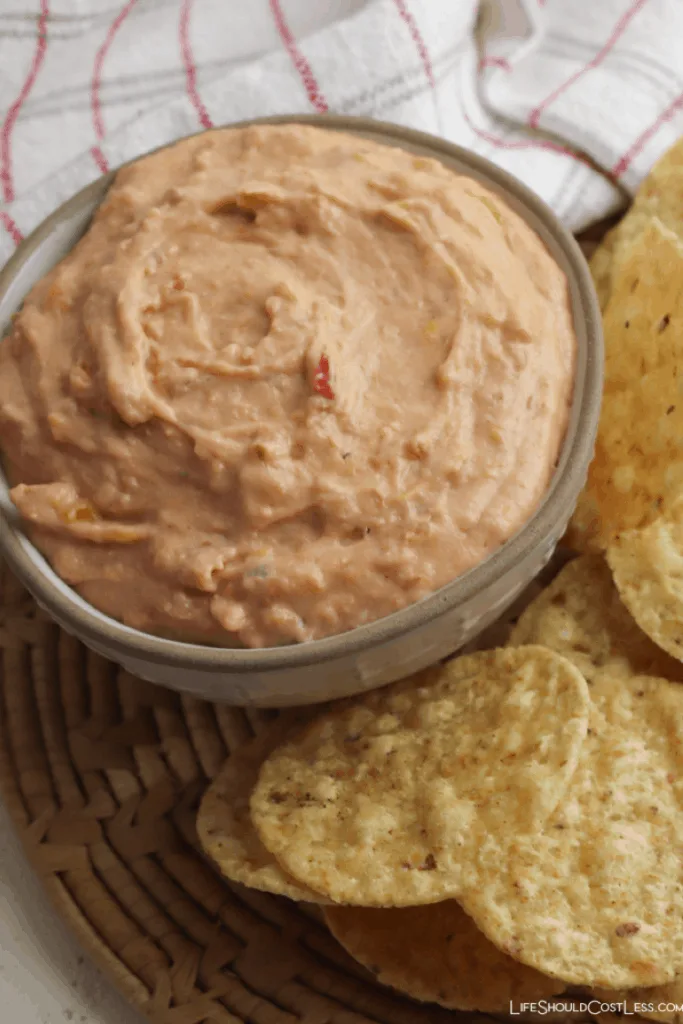 Easy Cheesy Bean Dip Recipe lifeshouldcostless.com