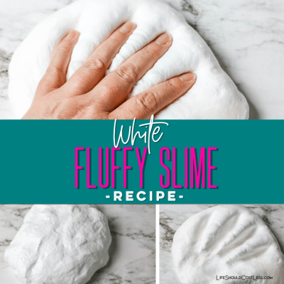 White Fluffy Slime Recipe. lifeshouldcostless.com
