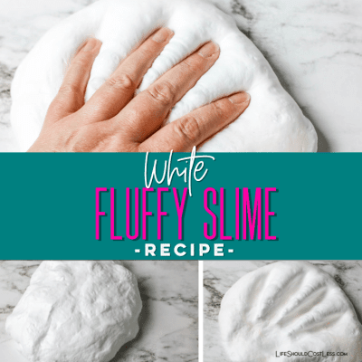 White Fluffy Slime Recipe. lifeshouldcostless.com