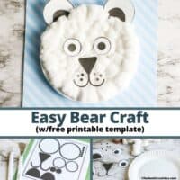 cottonball polar bear paper craft with free printable bear cut out template