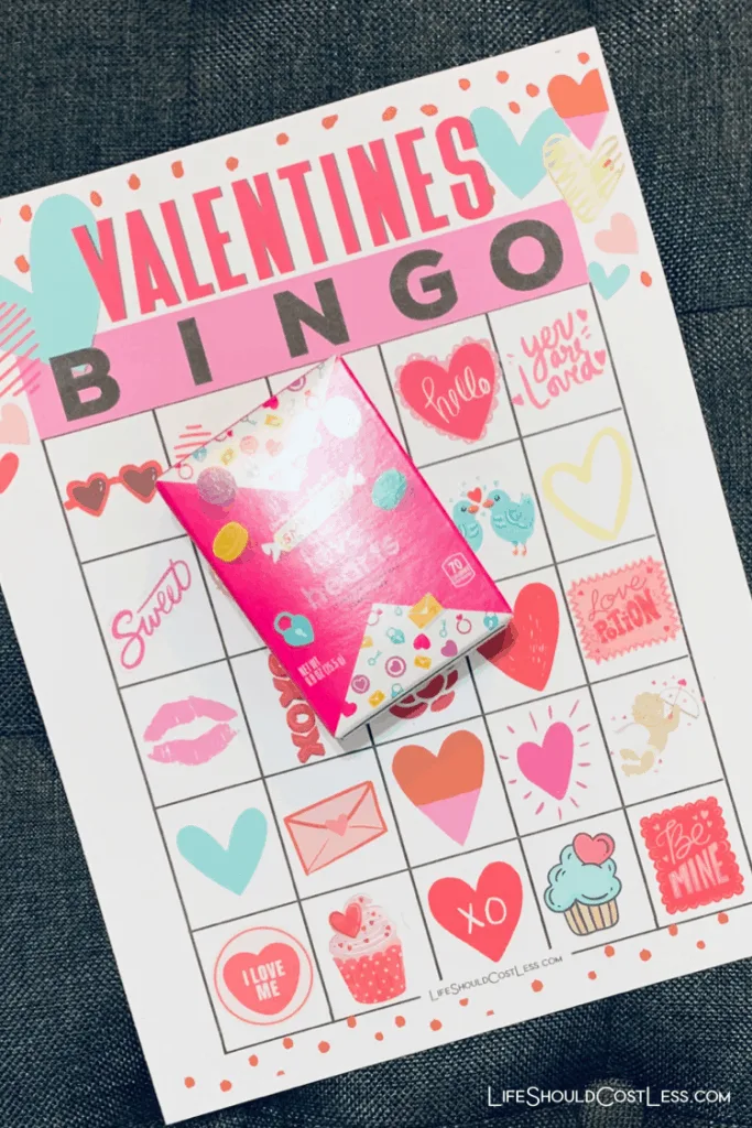 Valentines Bingo Game With Conversation Hearts Free Printable lifeshouldcostless.com