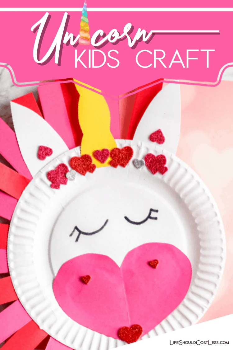 Simple unicorn paper plate kids craft. lifeshouldcostless.com