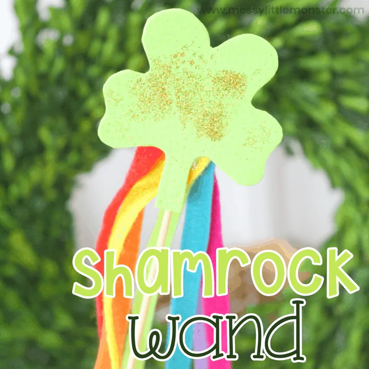 How to make a shamrock wand kids arts and crafts for St Patricks Day. lifeshouldcostless.com