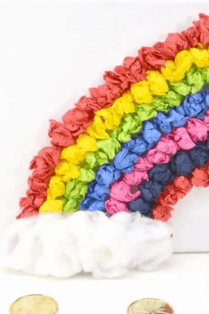 St. patricks day rainbow tissue paper craft for kids lifeshouldcostless.com