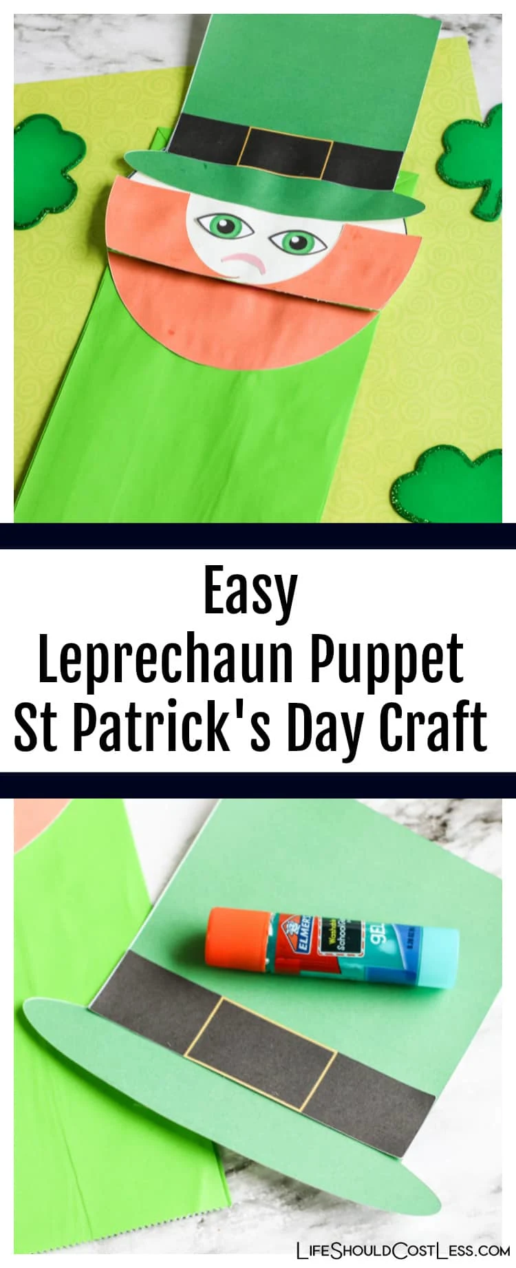 Easy Leprechaun Puppet St Patrick's Day Craft. Paper Bag lifeshouldcostless.com