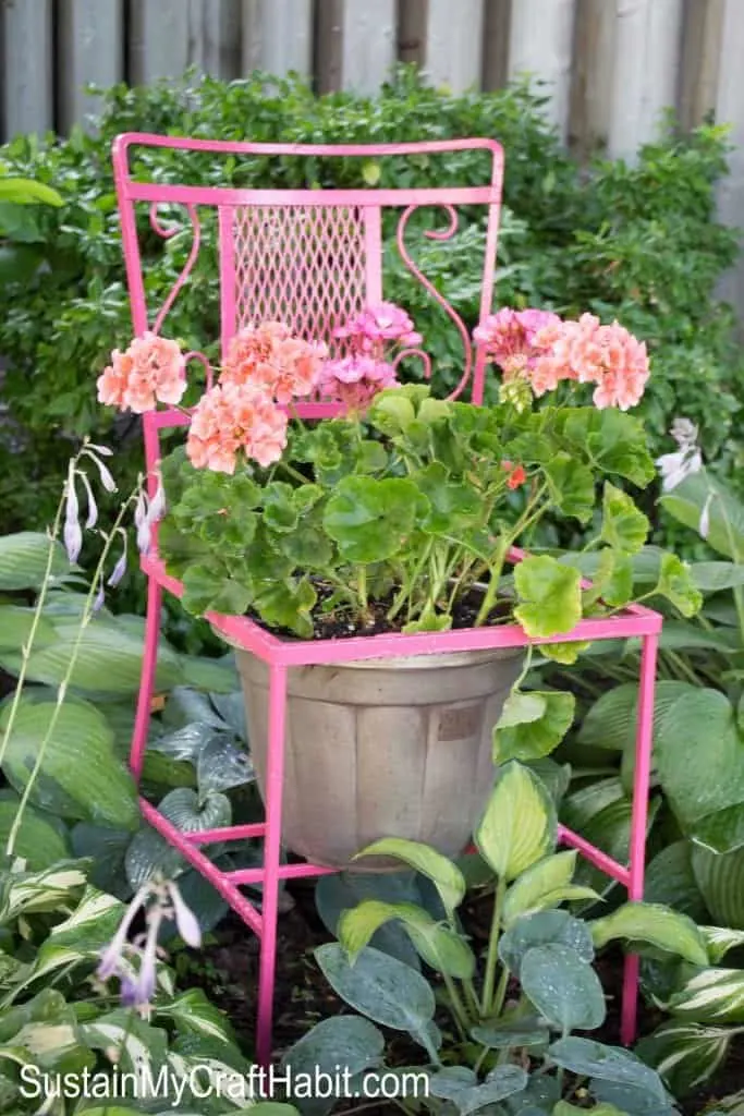 chair turned flower planter