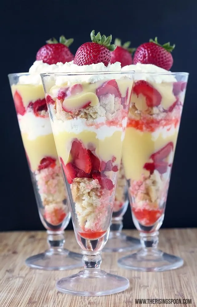 Strawberry shortcake and lemon curd parfait individual trifle dessert