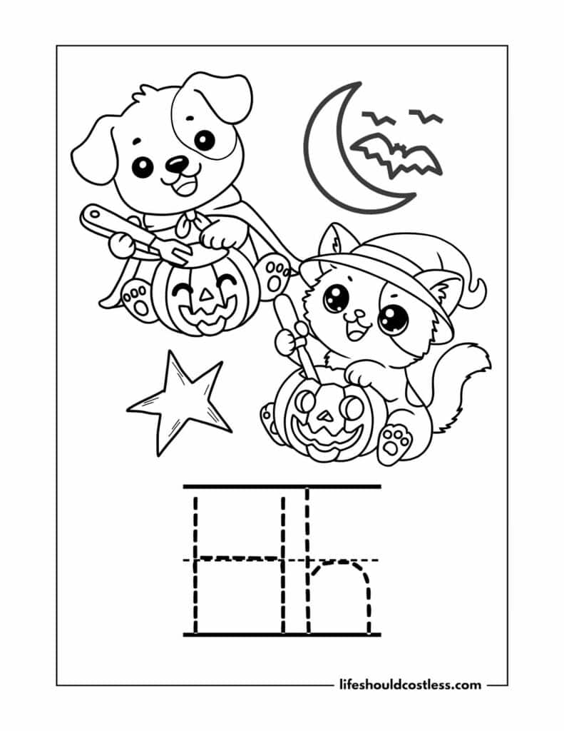 Letter H is for Halloween coloring page