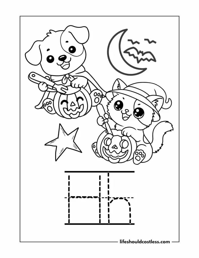 Letter H is for Halloween coloring page