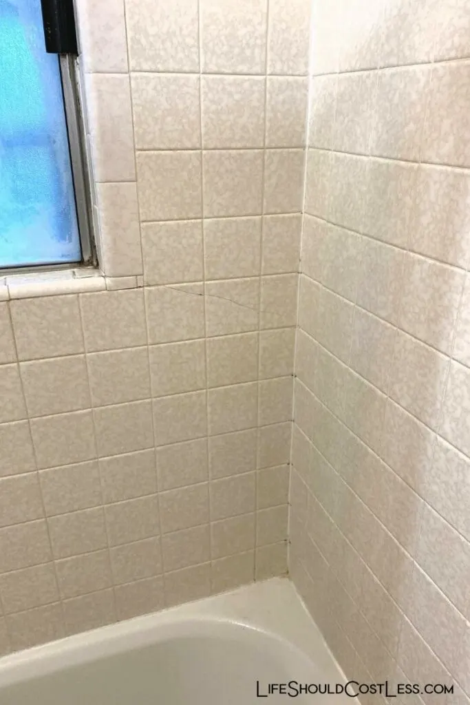before filling cracks and holes in shower tile when refinishing.