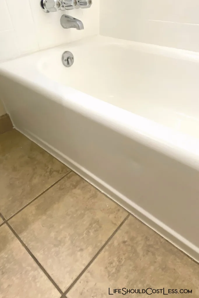 After refinishing an old bath tub with rustoleum tub and tile refinishing kit.