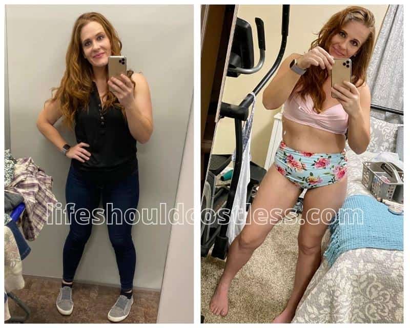 5'7" adult female after losing and maintaining over 100 pounds of weight loss. What 23% body fat looks like on a female.