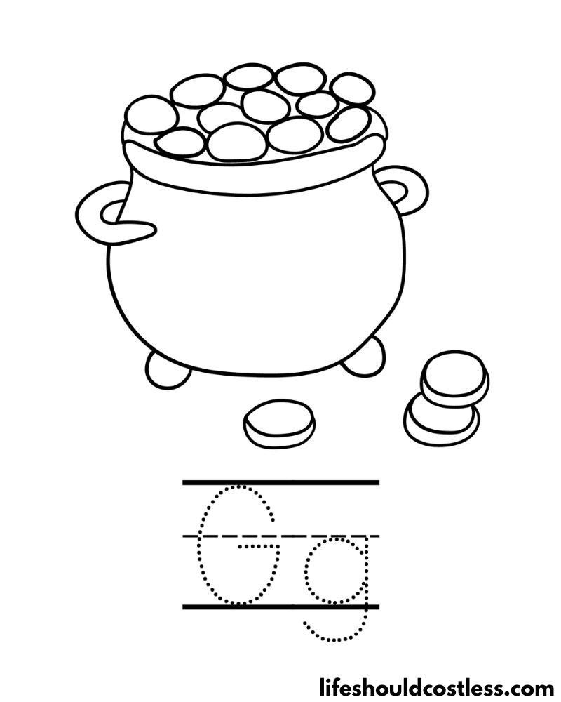 Letter G is for gold coloring page example
