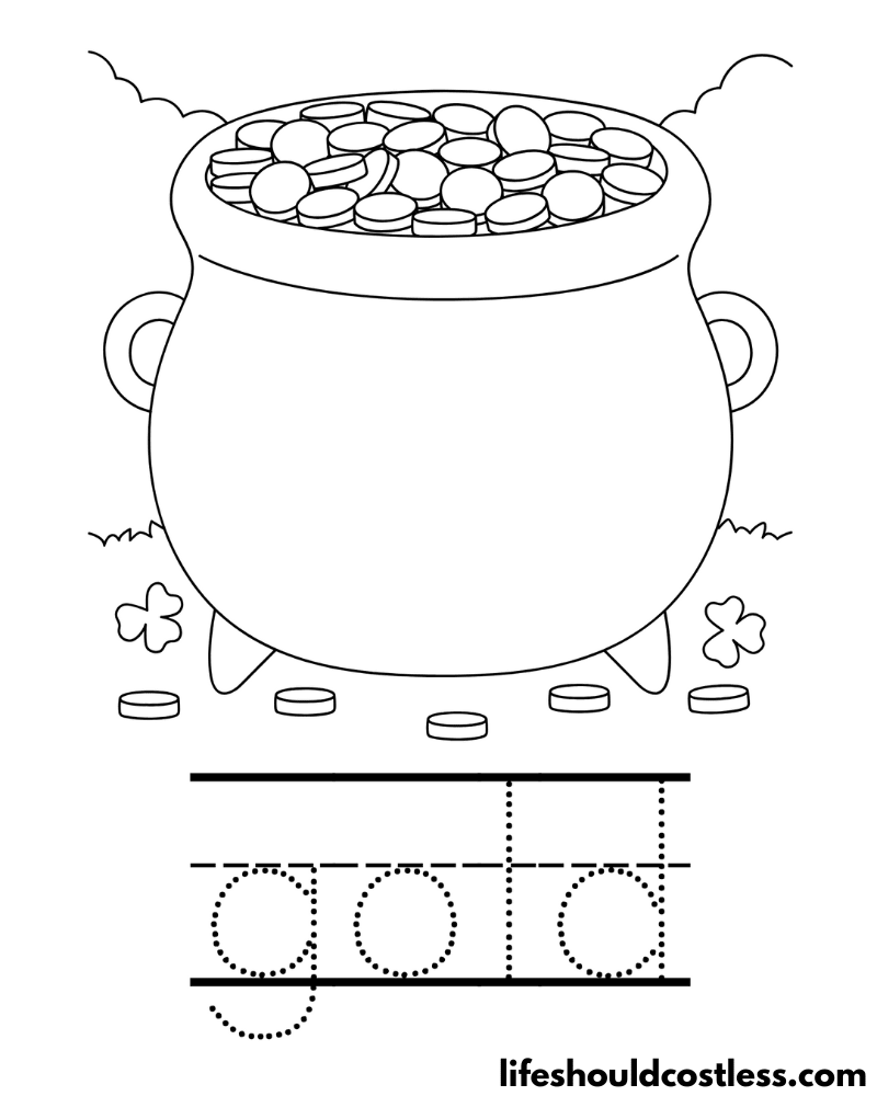 Letter G is for gold worksheet example