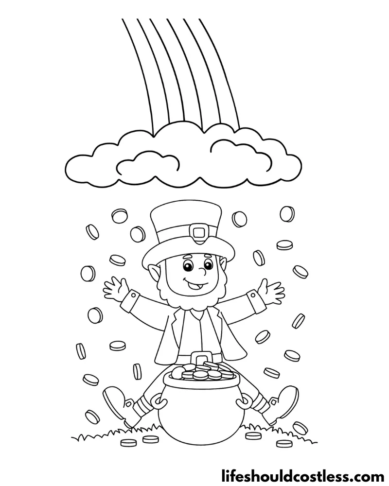 leprechaun rainbow pot of gold coloring pages example