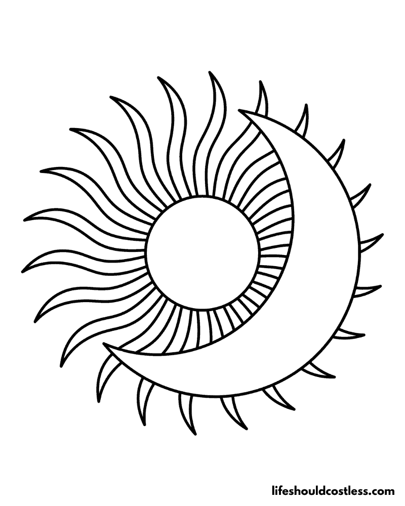 Moon And Sun Coloring Page Example