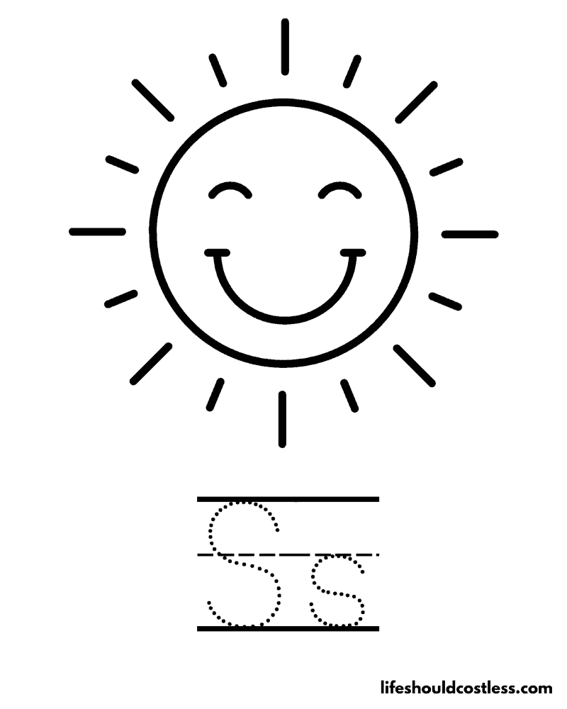 Letter S Is For Sun Coloring Page Example