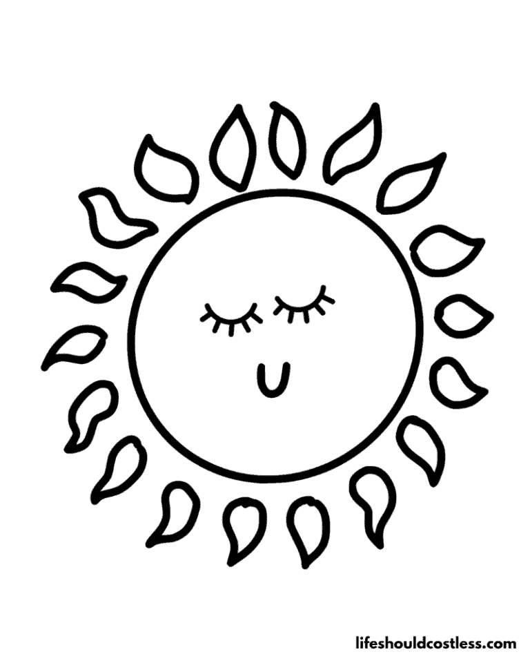 Sun Coloring Pages (free PDF prints) - Life Should Cost Less