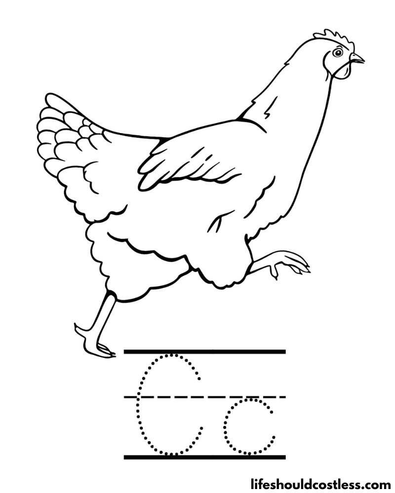 Letter C Is For Chicken Coloring Page Example